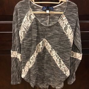Franchesca’s Blue Rain lace sweatshirt size M